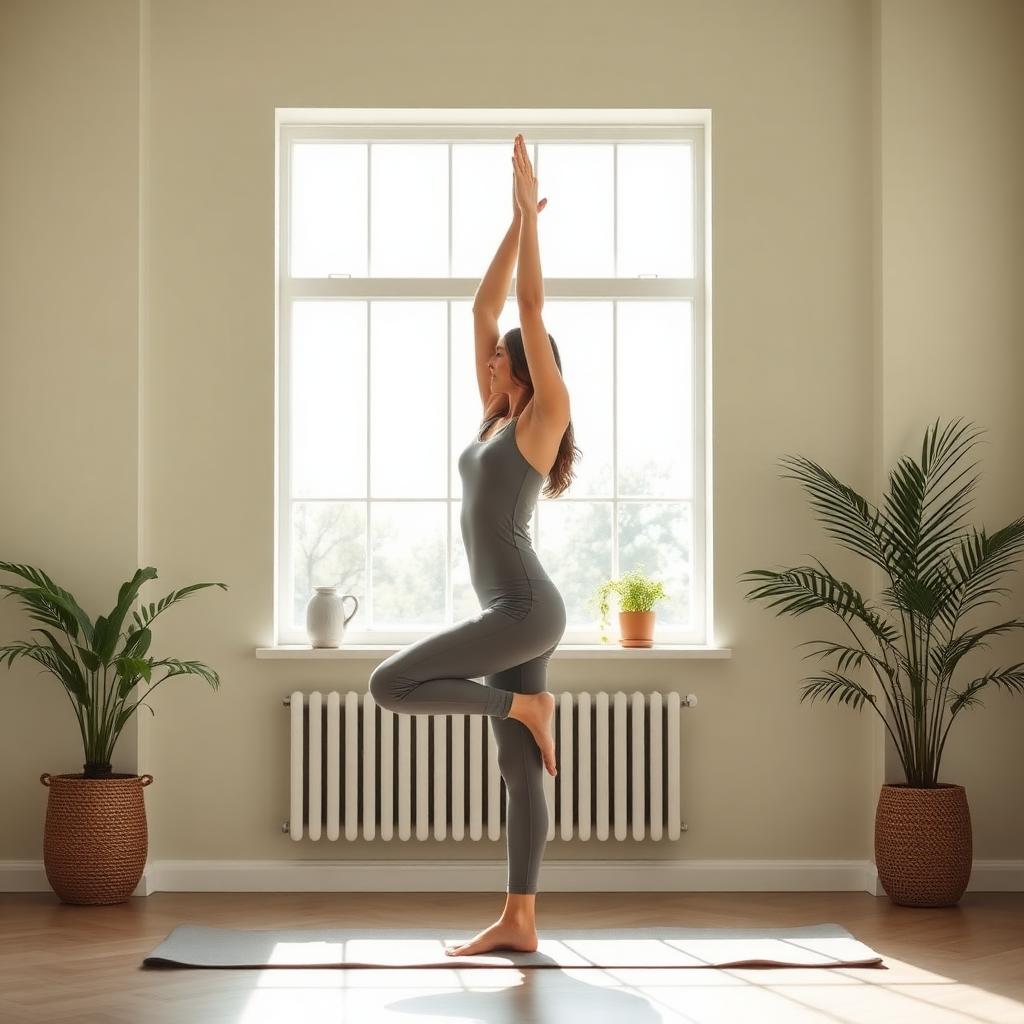 Frau in stehender Yoga-Pose